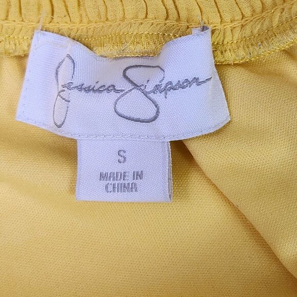 Jessica Simpson One Shoulder Cocktail Party Dress Size Small Yellow Ruffle - Picture 5 of 6